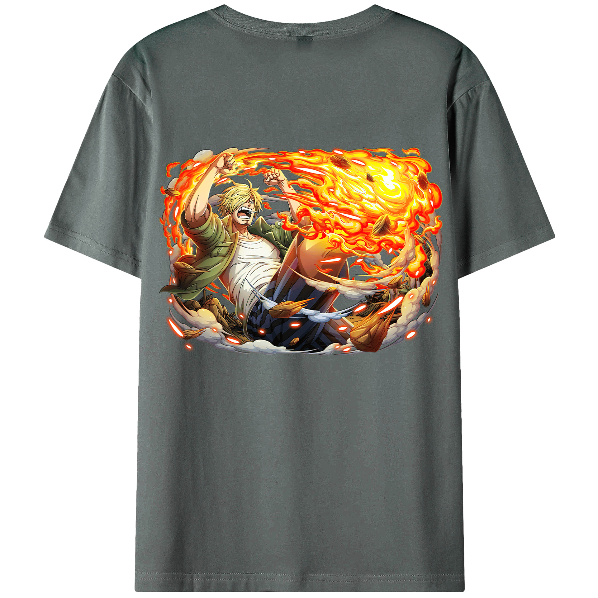 （画像用） ワンピース サンジ ONE PIECE Sanji 綿100％ メンズ半袖Tシャツ（バックプリント） 通気性